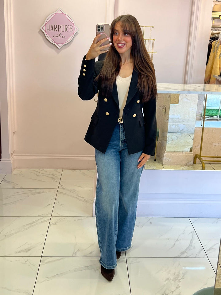 Alena Gold Button Inspired Blazer