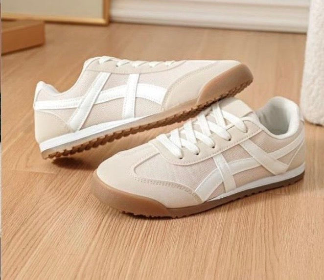 Karis Beige &amp; White Trainers