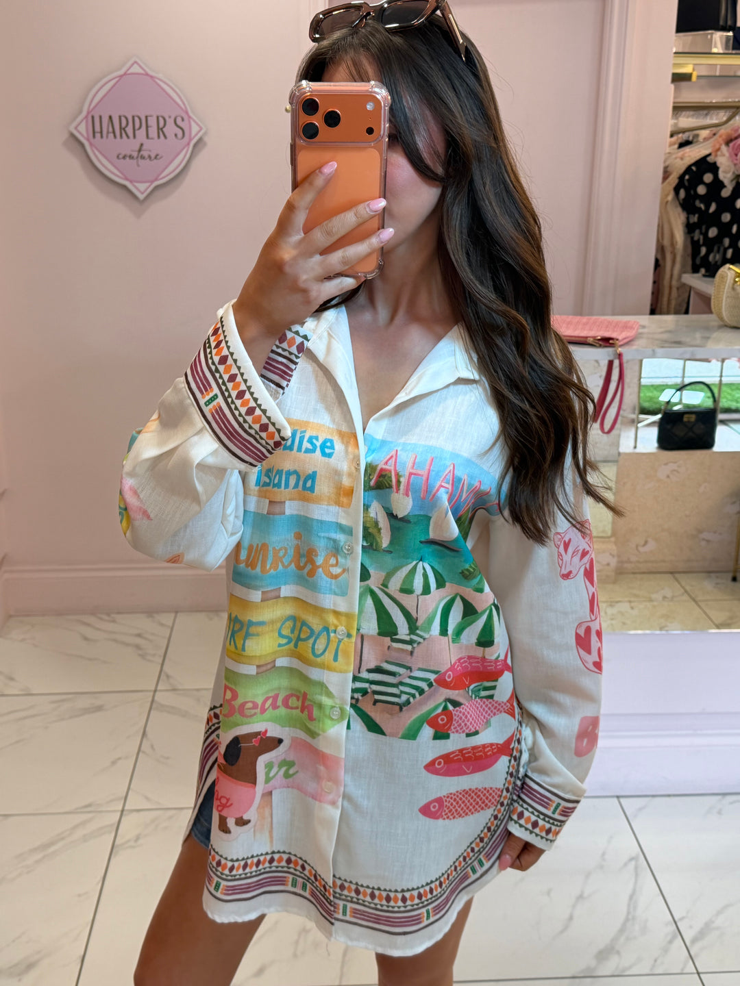 Bisou Print Detail Shirt/Blouse