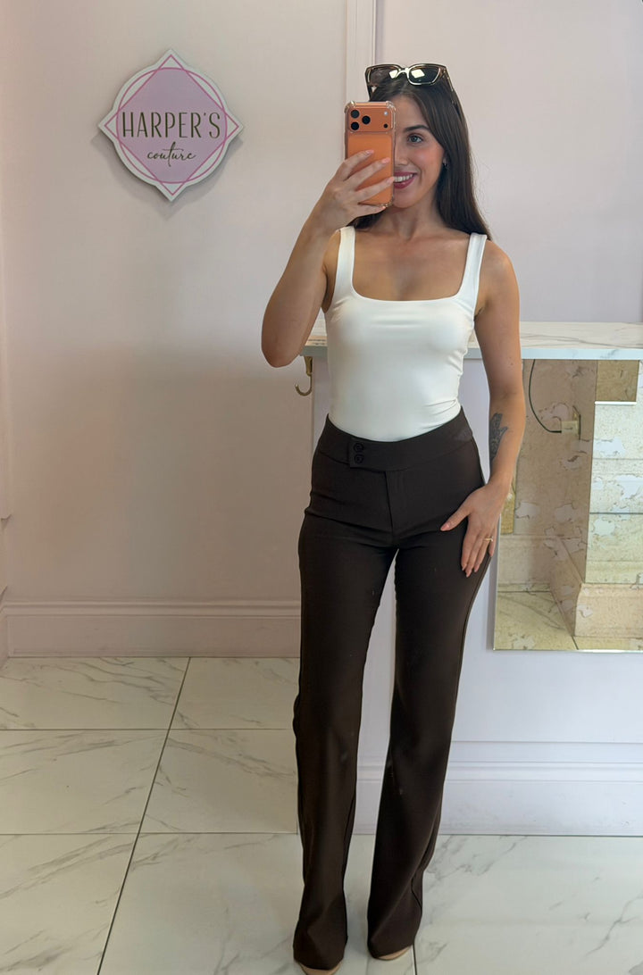 Charlotte Double button Flare Leg Trousers