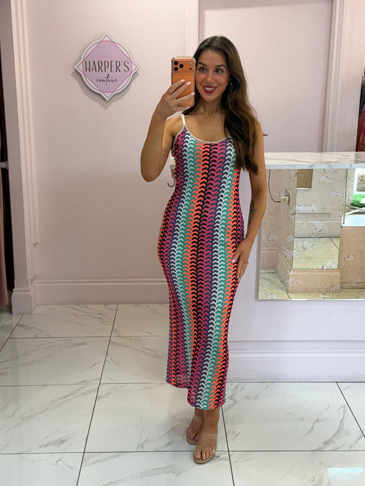 Lauren Zig Zag Wavy Cami Midi Dress