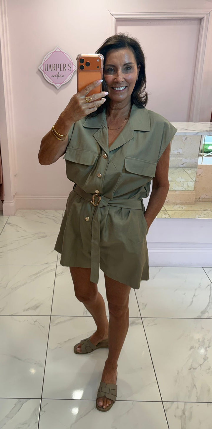 Codie Military Style Belted Playsuit
