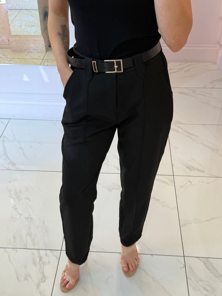 Izzy Tailored Tapered Leg Belted Trousers