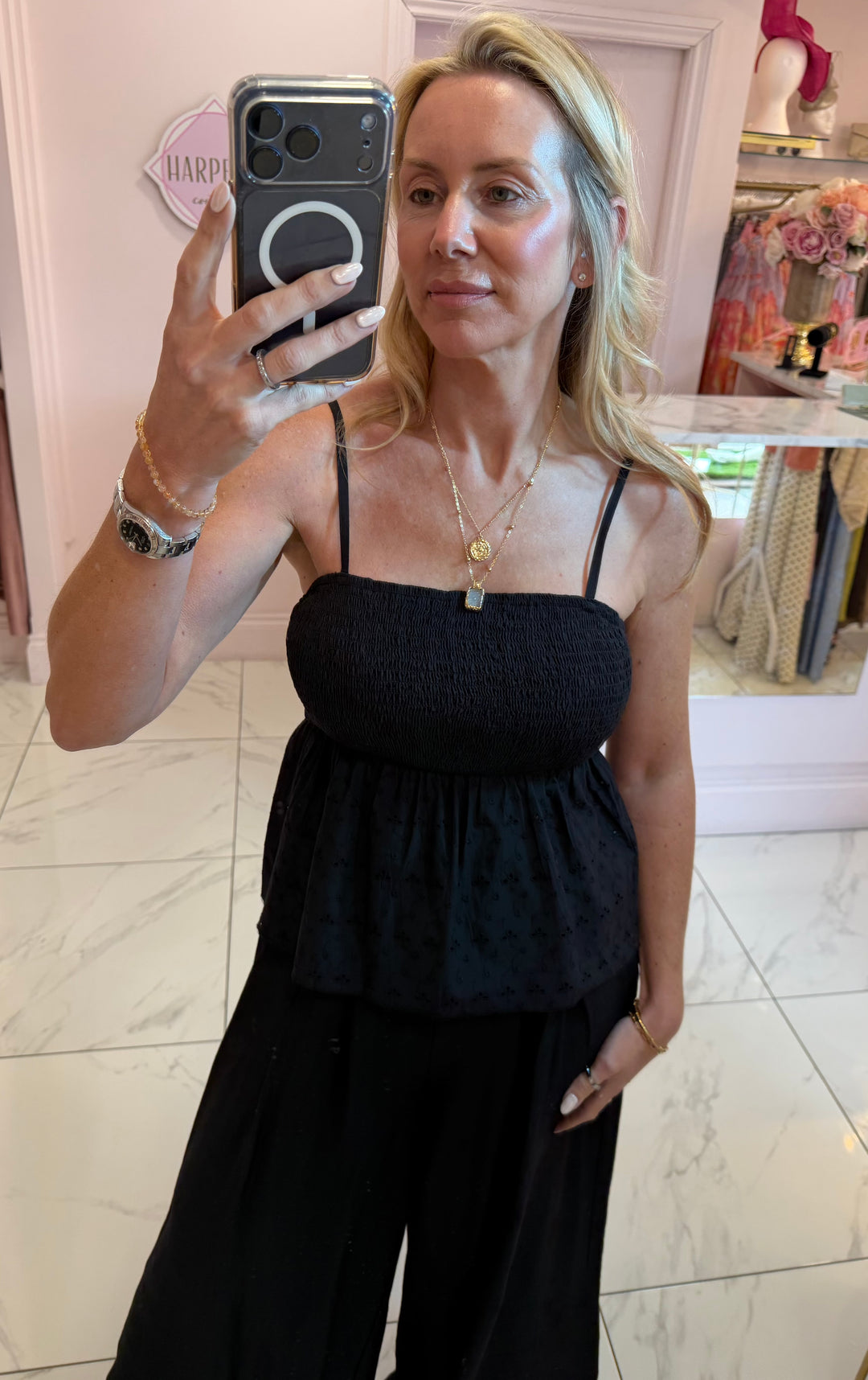 Shirred Peplum Top