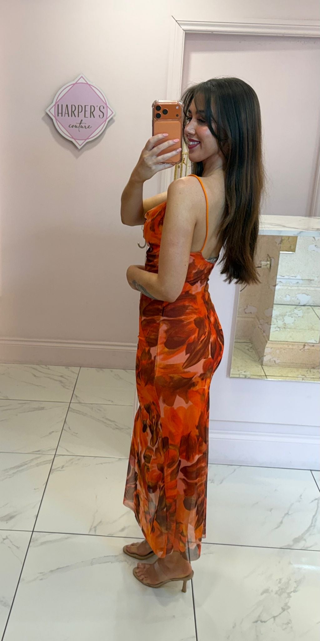 Minnie Mesh Print Cami Midi Dress