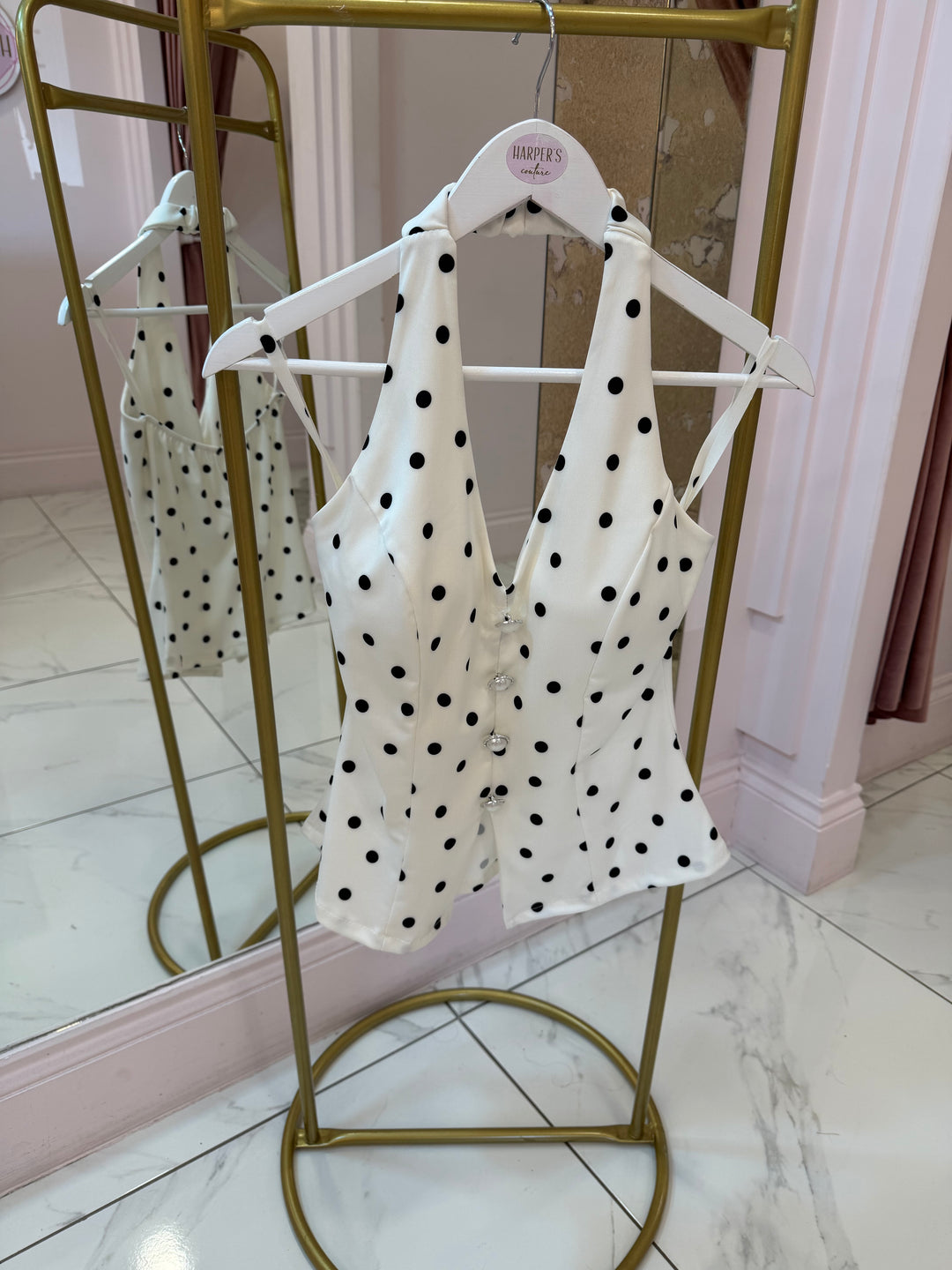 Ester Polka Dot Halterneck Top