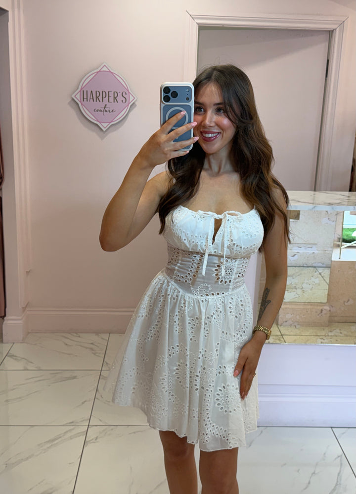Drew White Broderie Anglais Dress