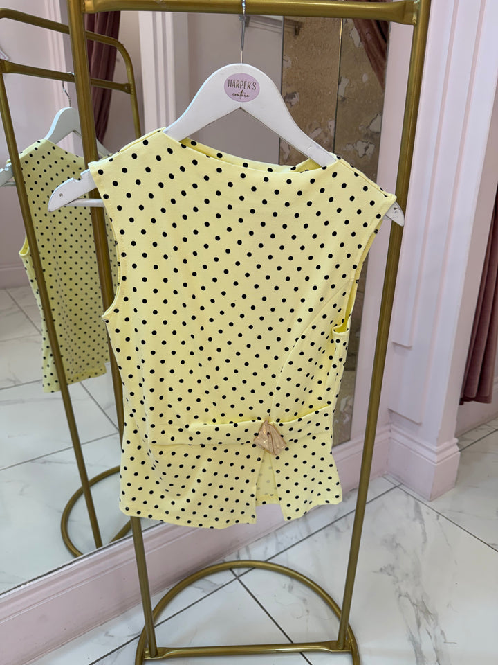 Beatrice Polka Dot Top With Gold Buckle Detail