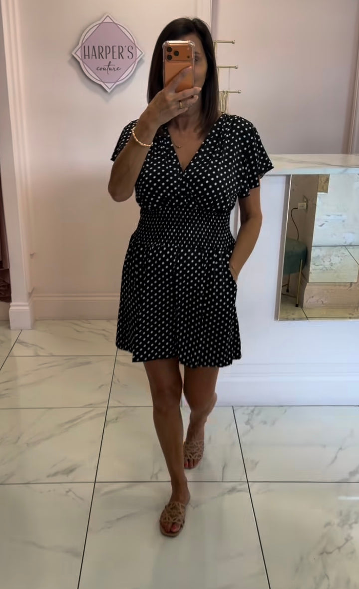 Alicia Polka Dot Elasicated Waist Playsuit