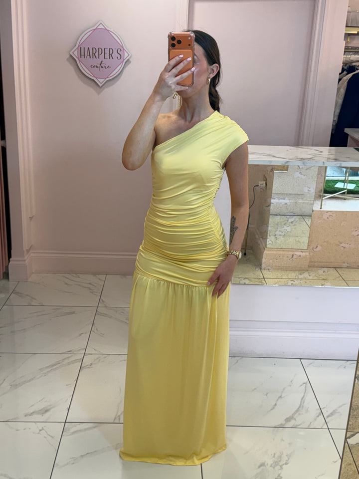 Delilah One Shoulder Ruched Maxi Dress
