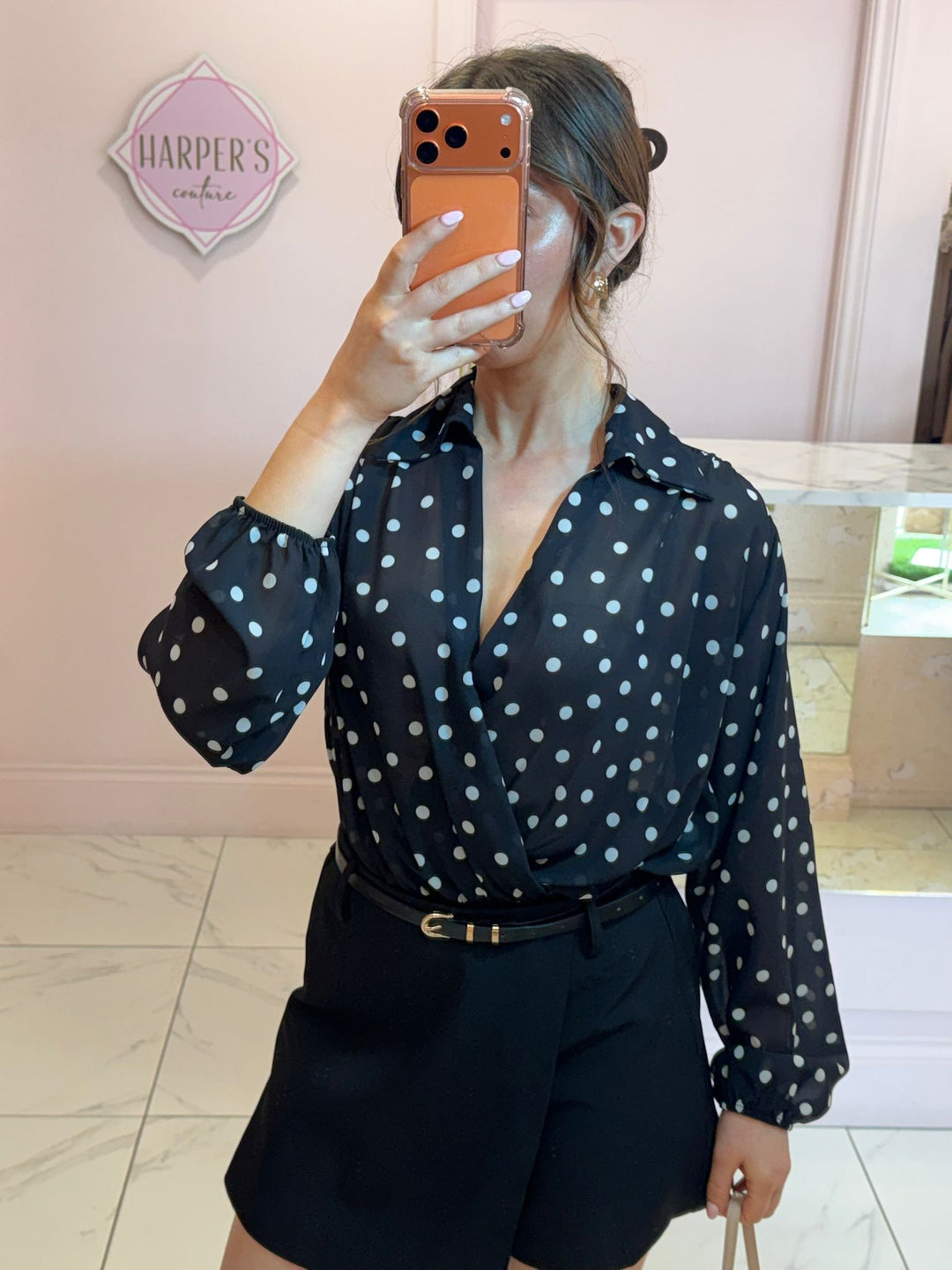 Selena Black Spotty Bodysuit