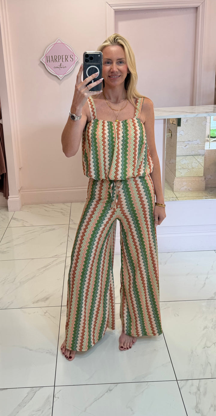 Leanne Zig Zag Top &amp; Trouser Co Ord Set