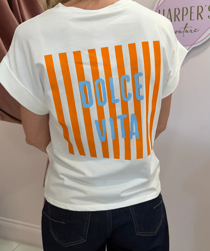Harper White Print Sleeve T-Shirt