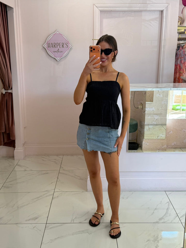 Nadiner Shirred Peplum Top