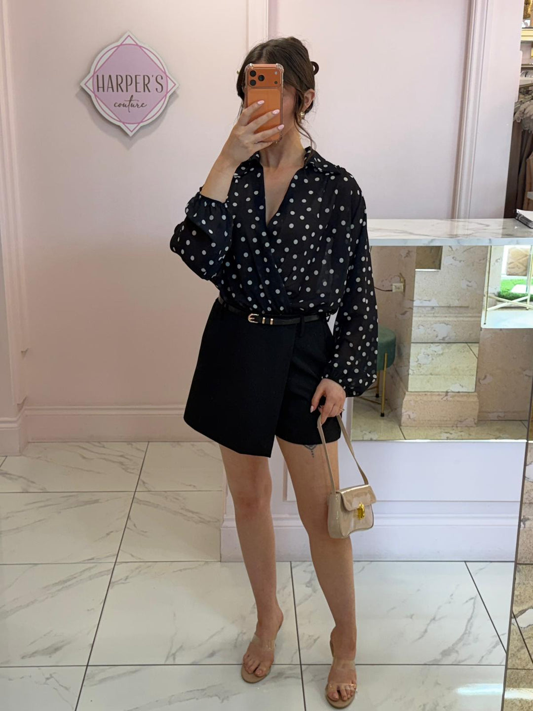 Selena Black Spotty Bodysuit