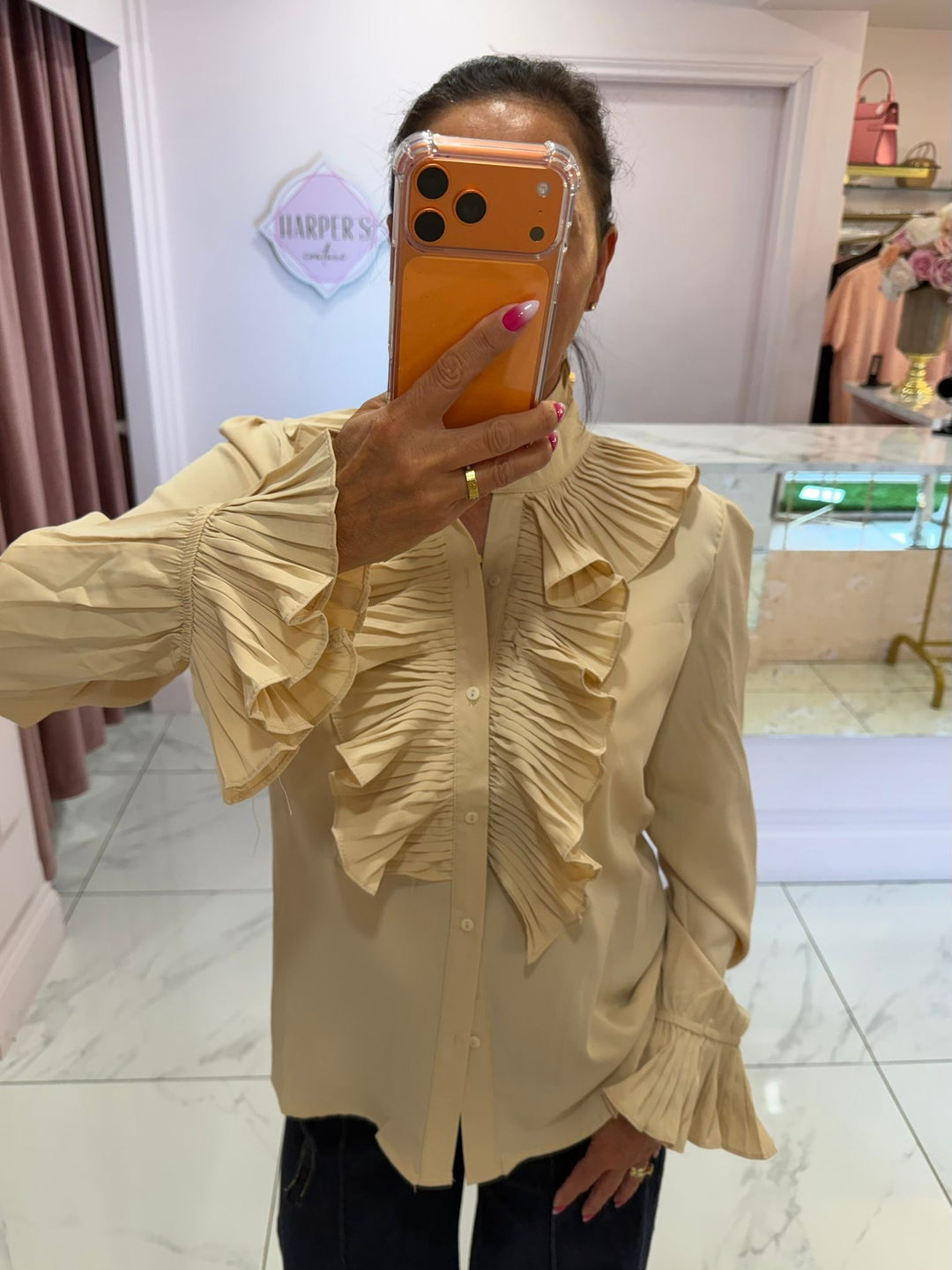 Ella Ruffle Front &amp; Cuff Detail Blouse