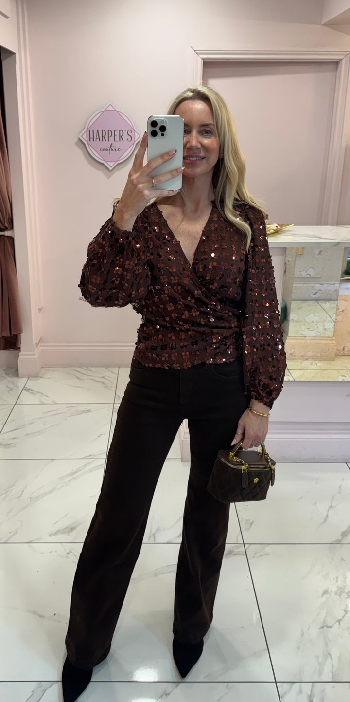 Tiffany Sequin Wrap Top