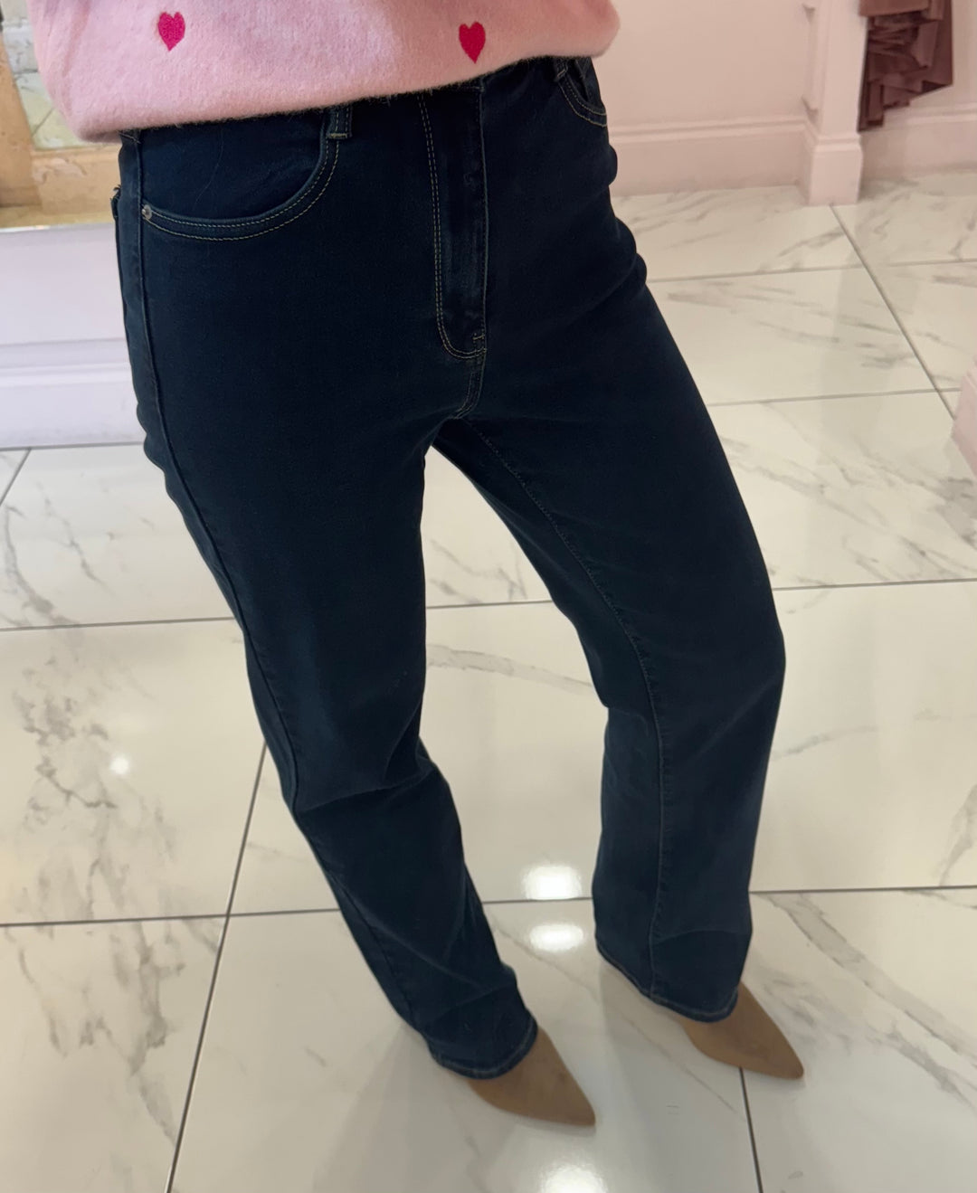 Odette Dark Denim Straight Fit Stretch Jeans
