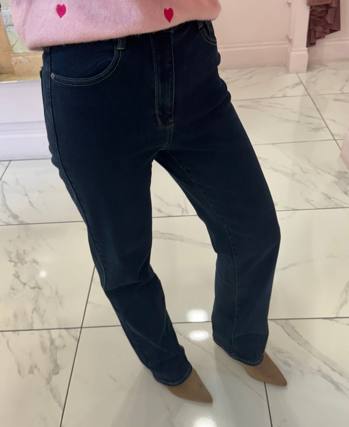 Odette Dark Denim Straight Fit Stretch Jeans