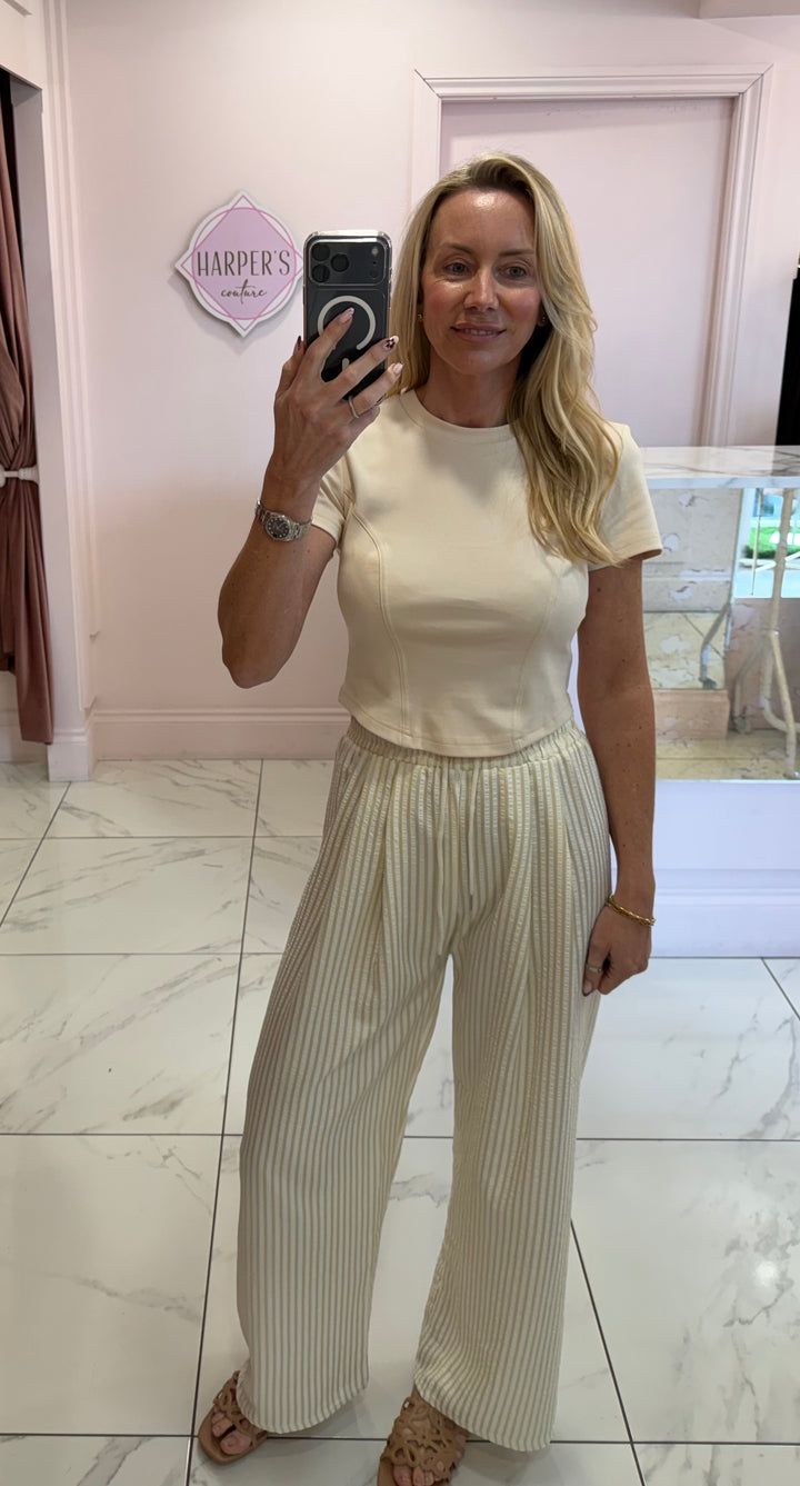 Lightweight stripe Textured Trousers