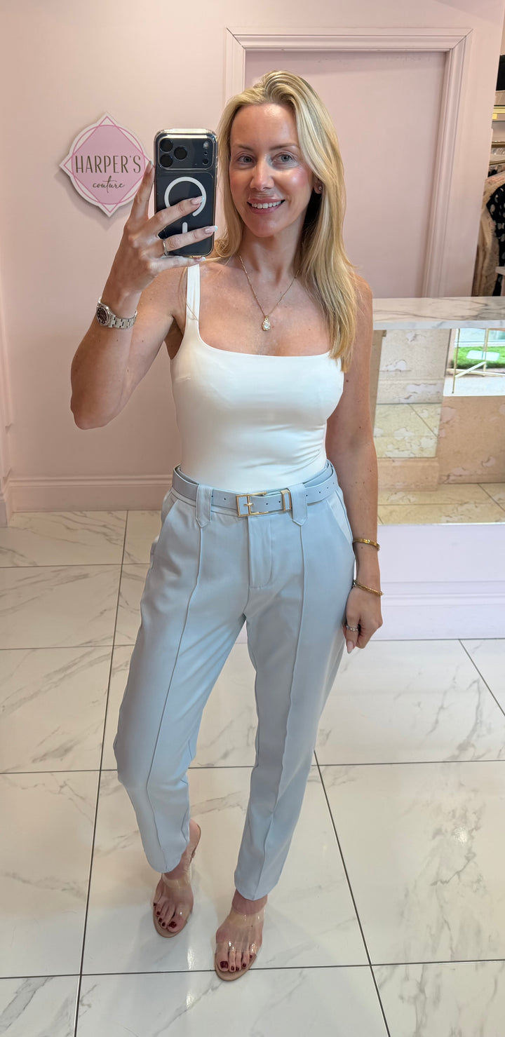 Izzy Tailored Tapered Leg Belted Trousers