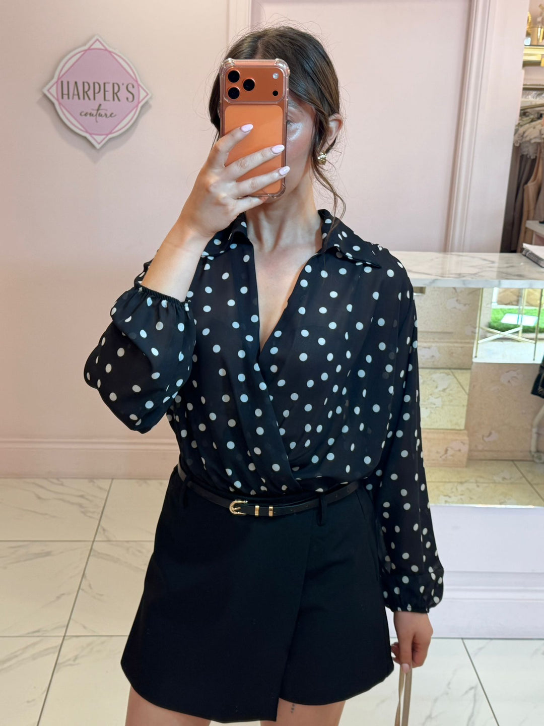 Selena Black Spotty Bodysuit