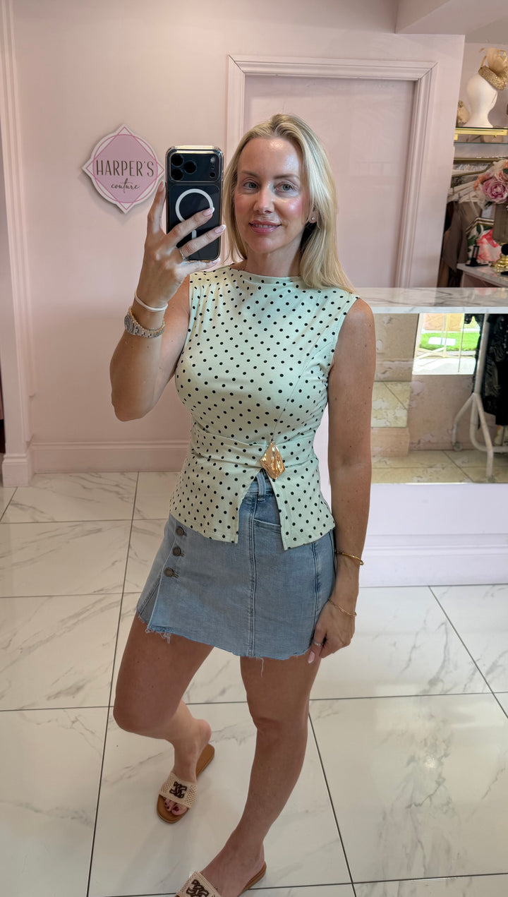 Saskia Soft Stretchy Denim Button Front Skort