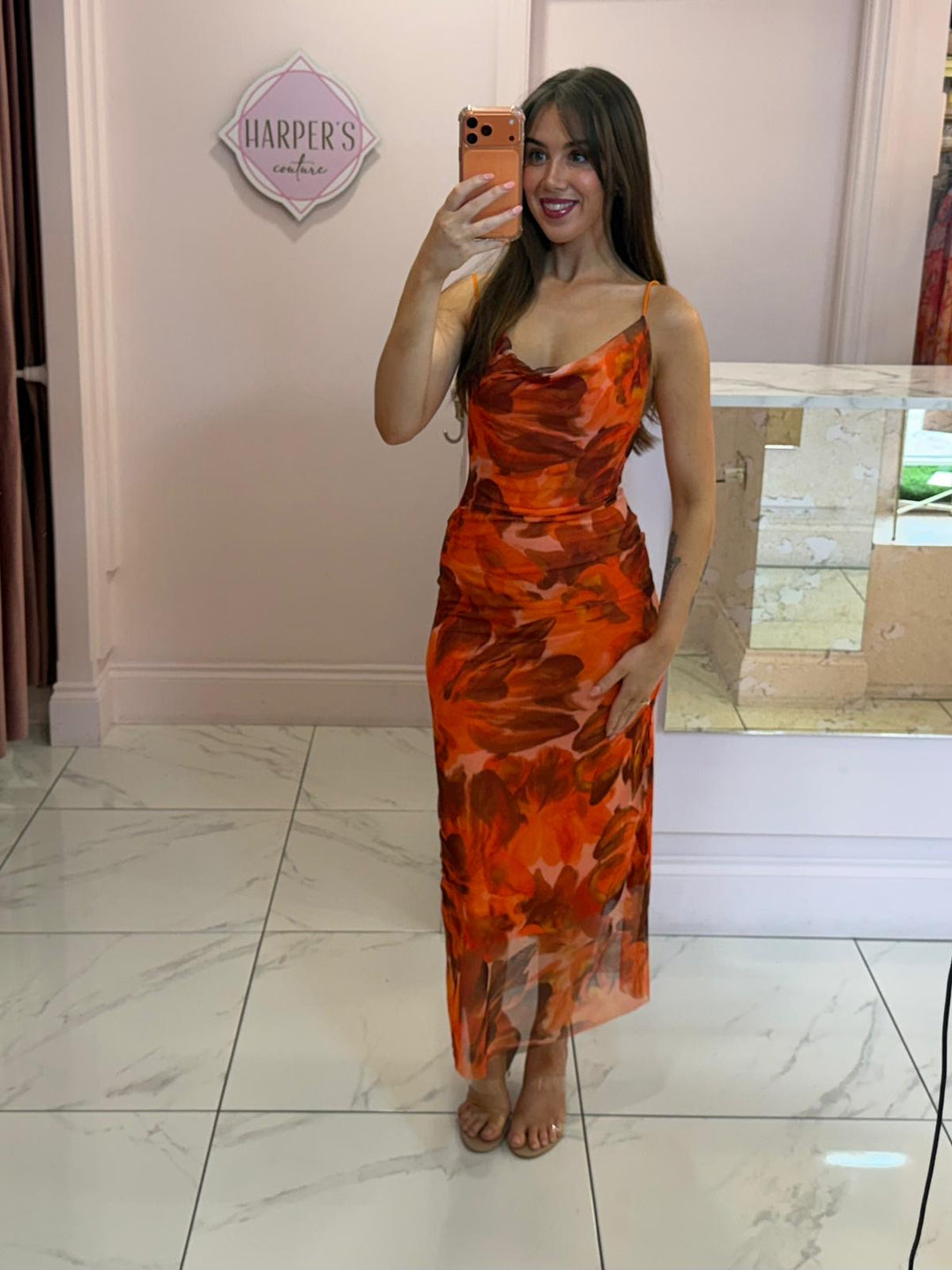 Minnie Mesh Print Cami Midi Dress