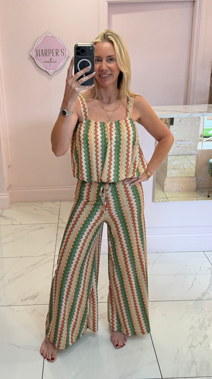 Leanne Zig Zag Top &amp; Trouser Co Ord Set