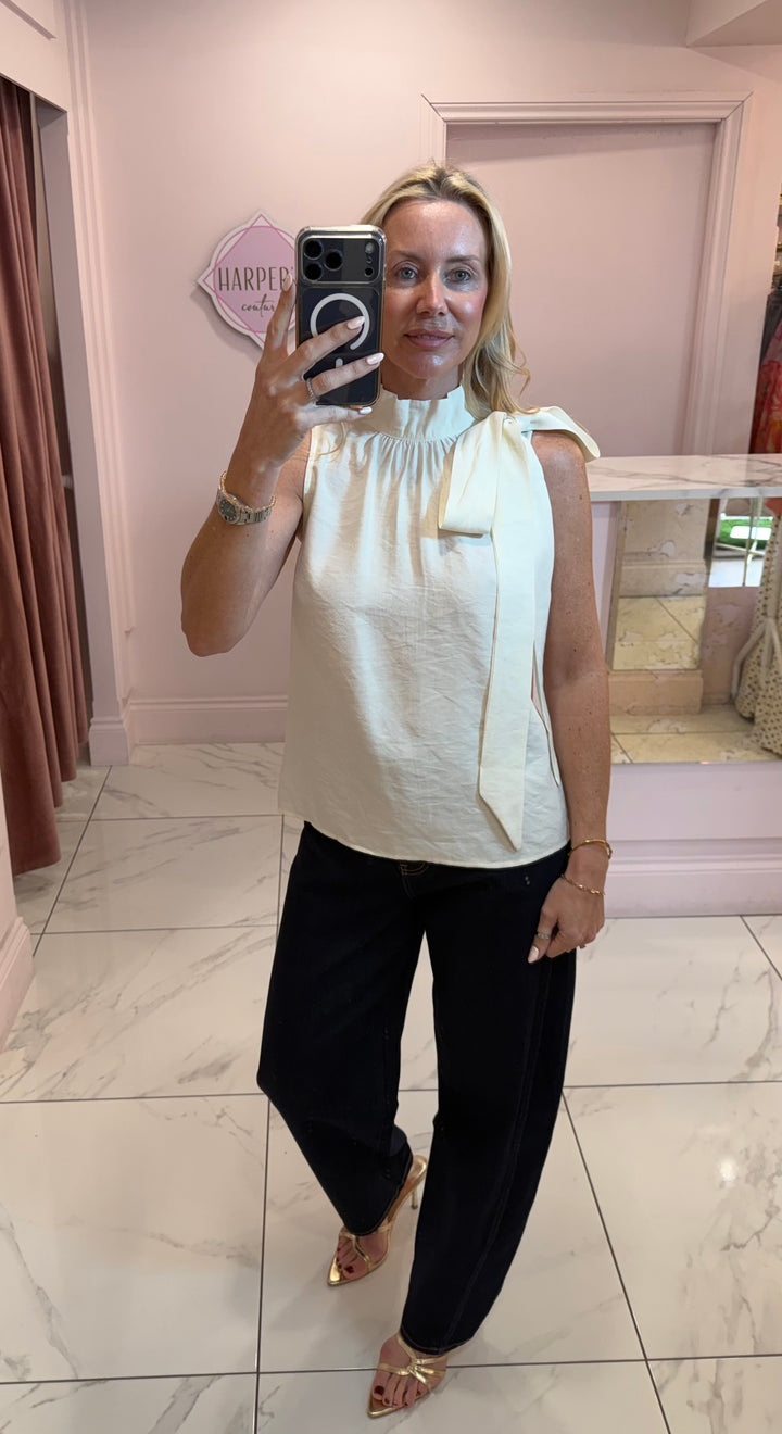 Anna Halter Neck bow Top