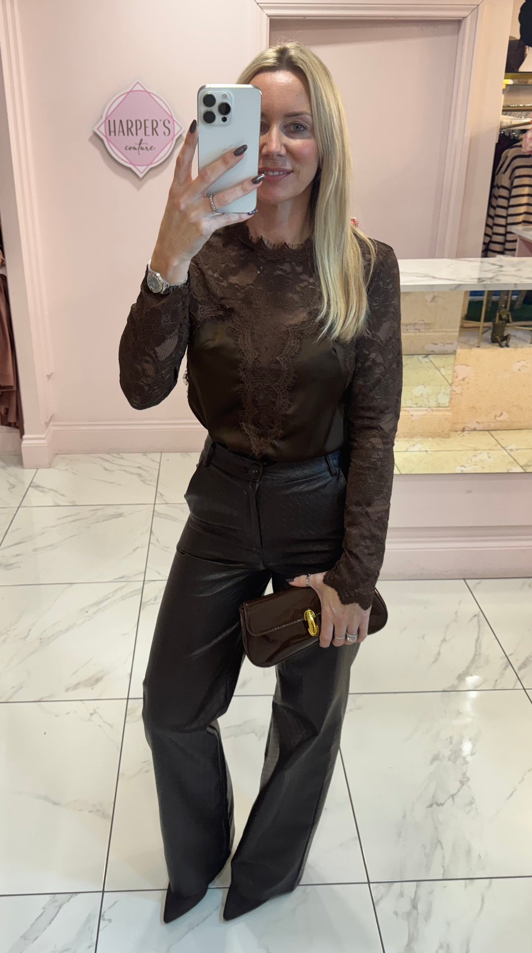 Beckie Faux Leather Wide Leg Trousers