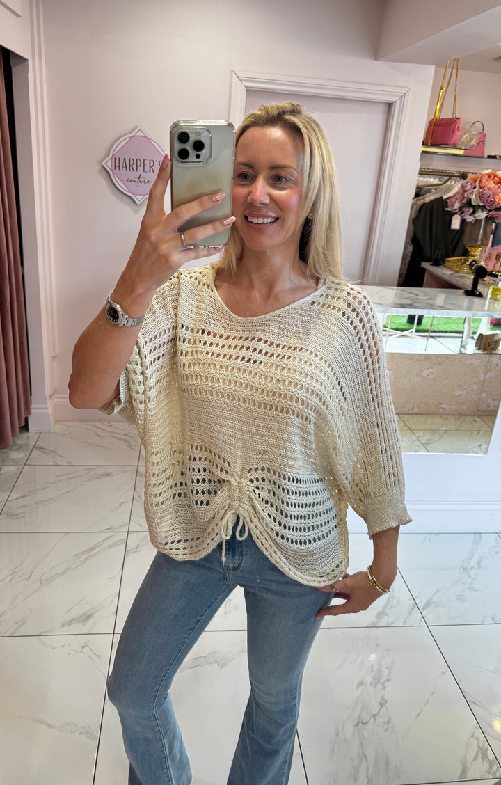 Dionne Crochet Detail Tie Top