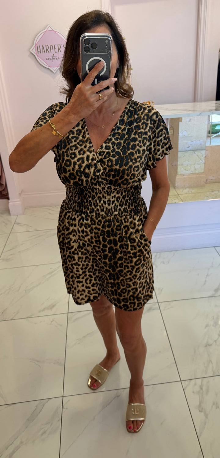 Alicia Animal Print Elasicated Waist Playsuit