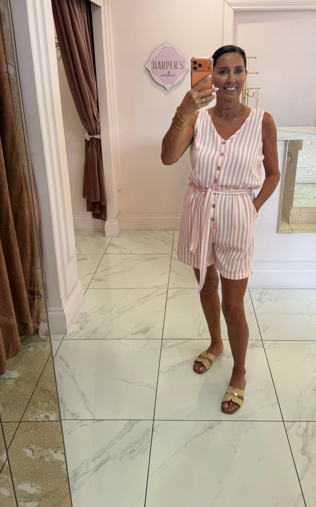 Serena Stripe Tie Belted Playsuit