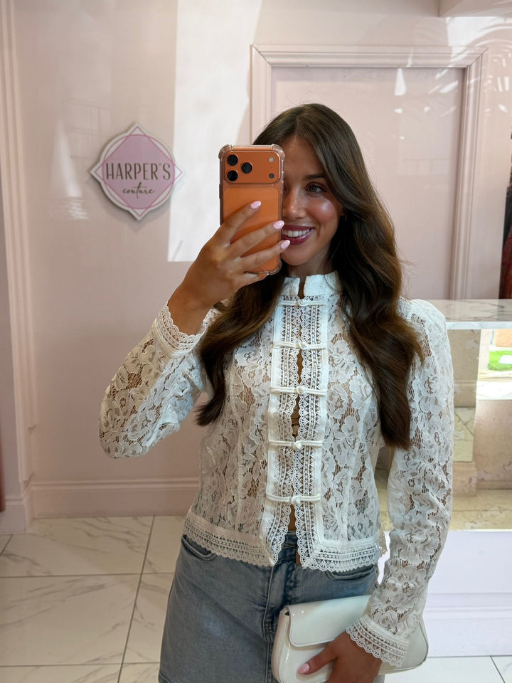 Mai White Lace Detail Blouse