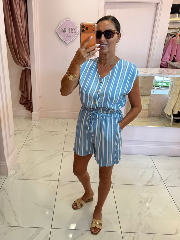 Leni Striped Top &amp; Shorts Co Ord Set
