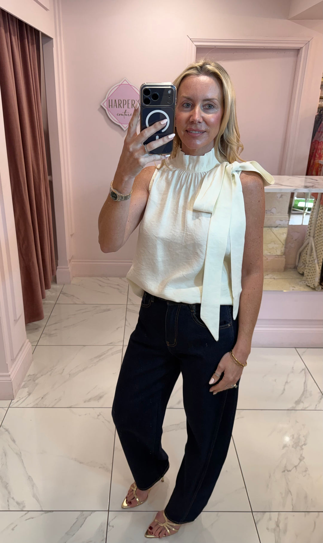 Anna Halter Neck bow Top