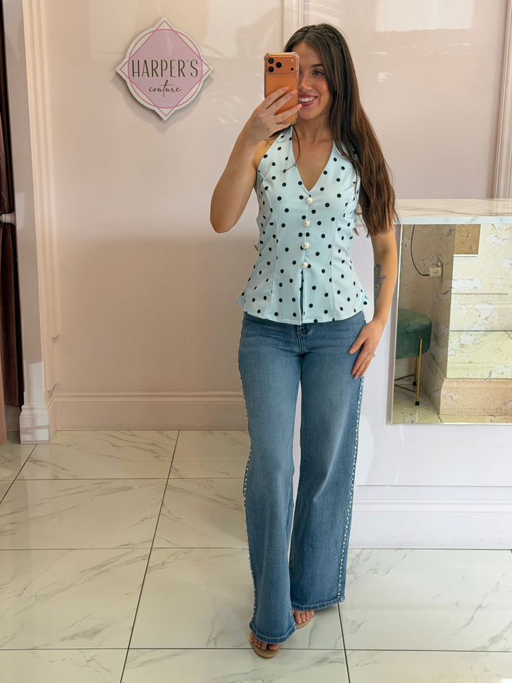 Pearl &amp; Stud Detail Stretch jeans