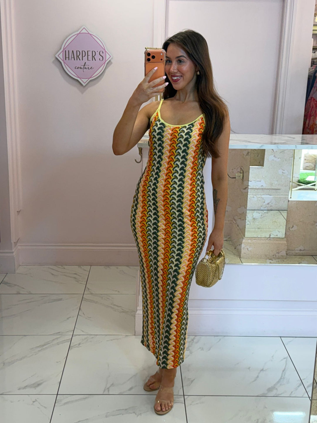 Lauren Zig Zag Wavy Cami Midi Dress