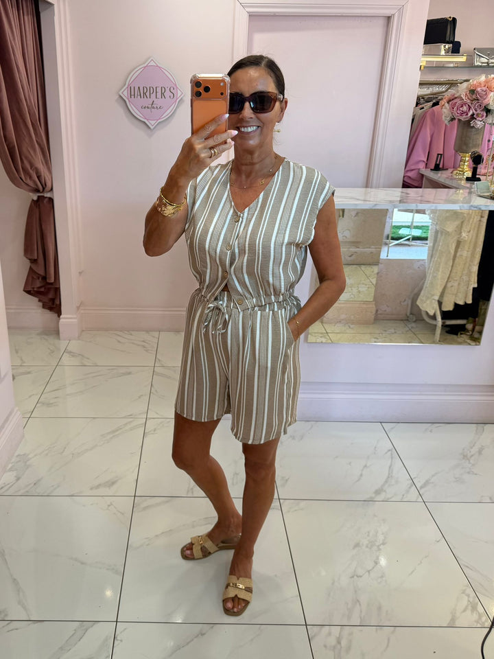 Leni Striped Top &amp; Shorts Co Ord Set