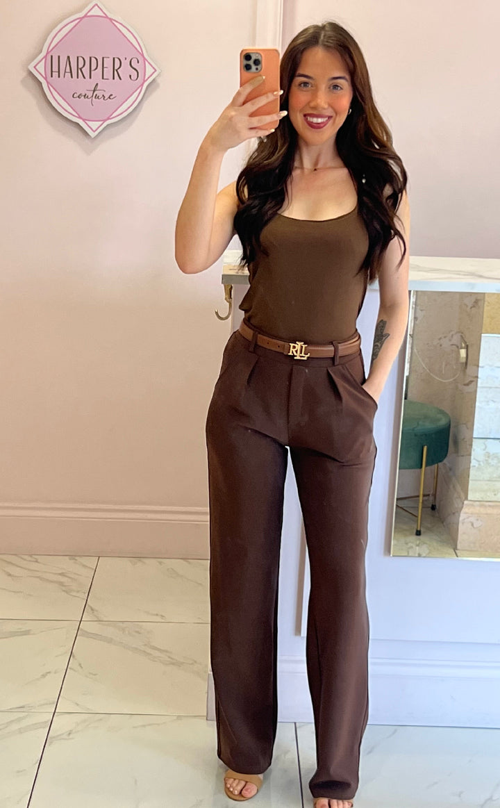 Honey Scuba Wide Leg Trousers