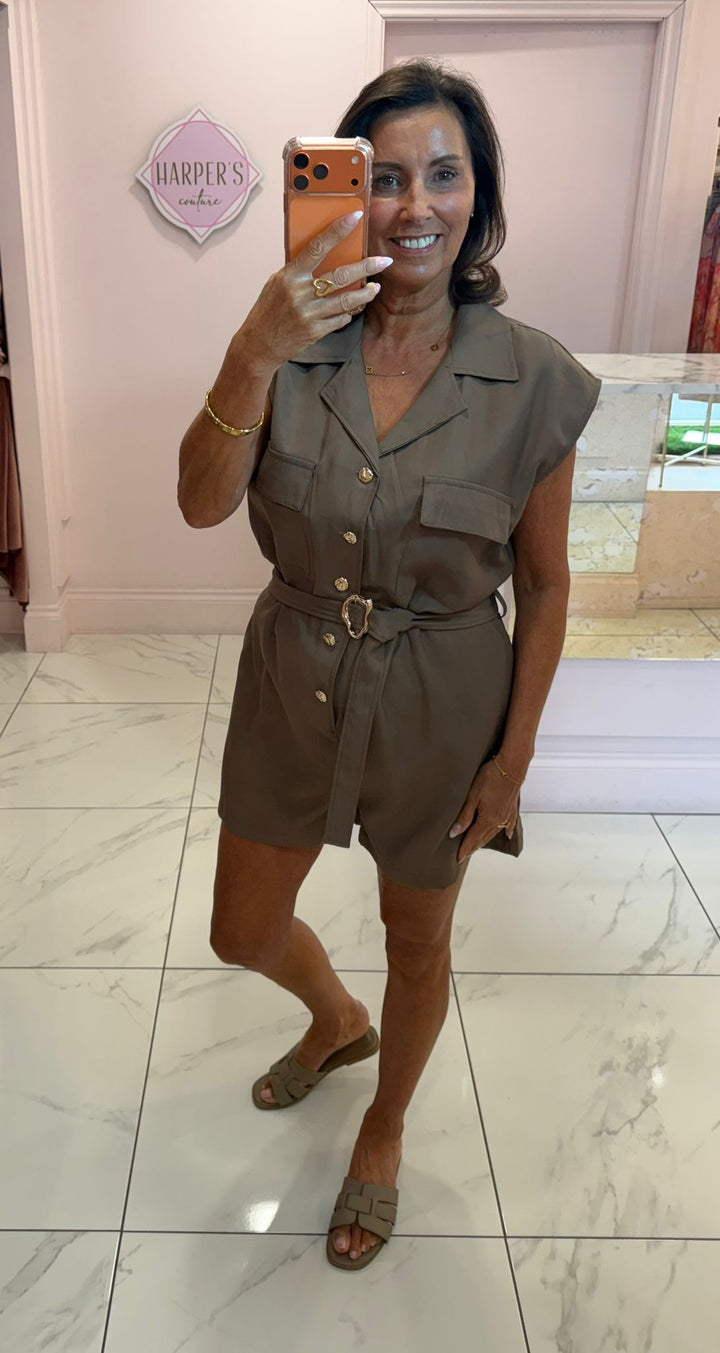 Codie Military Style Belted Playsuit