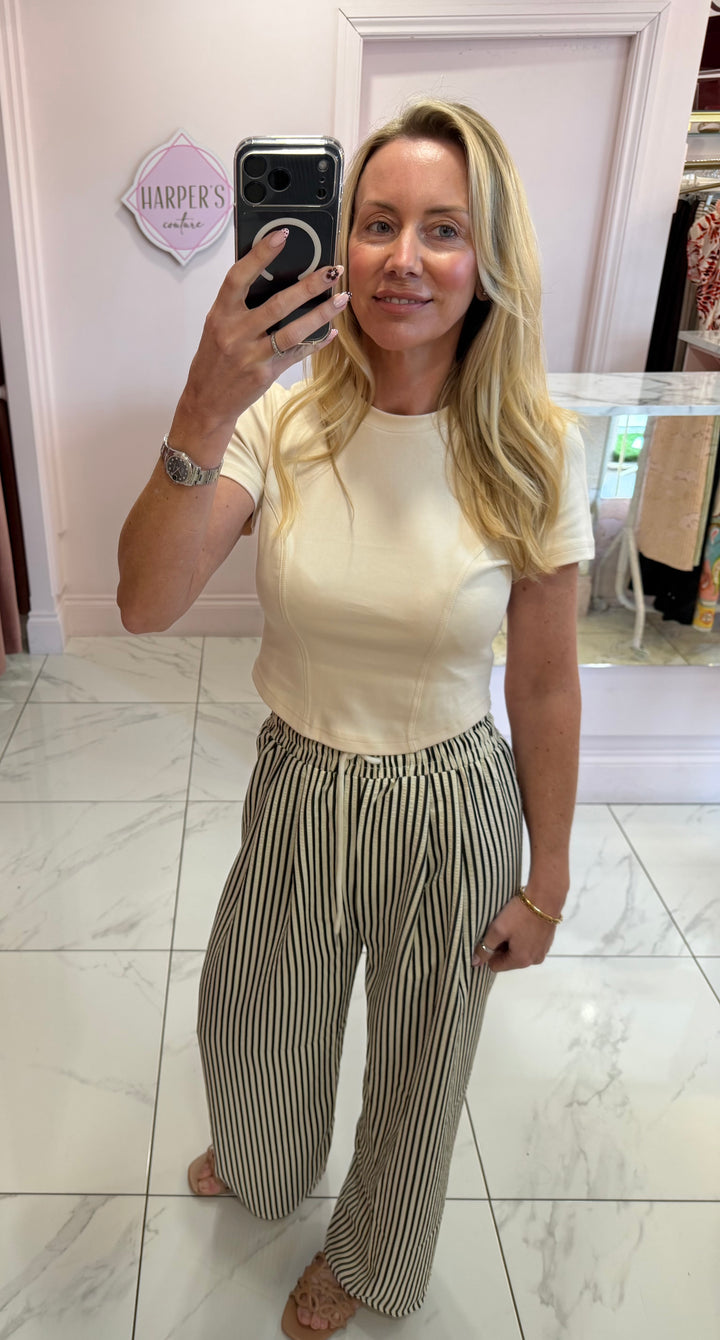 Lightweight stripe Textured Trousers
