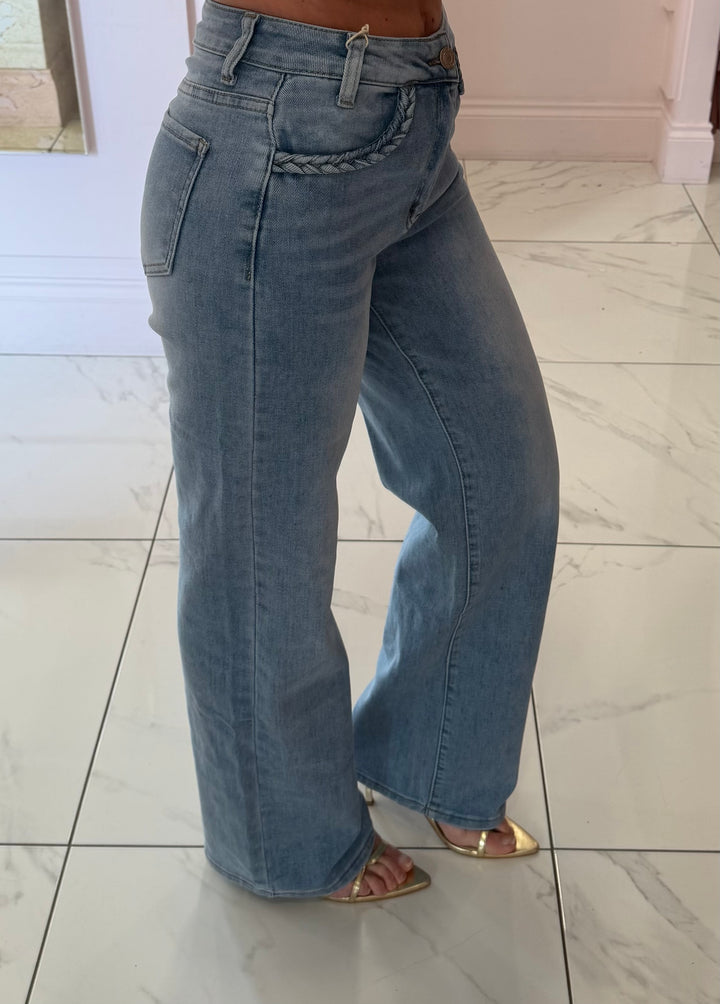 Billy Plaited Pocket Detail Stretch jeans
