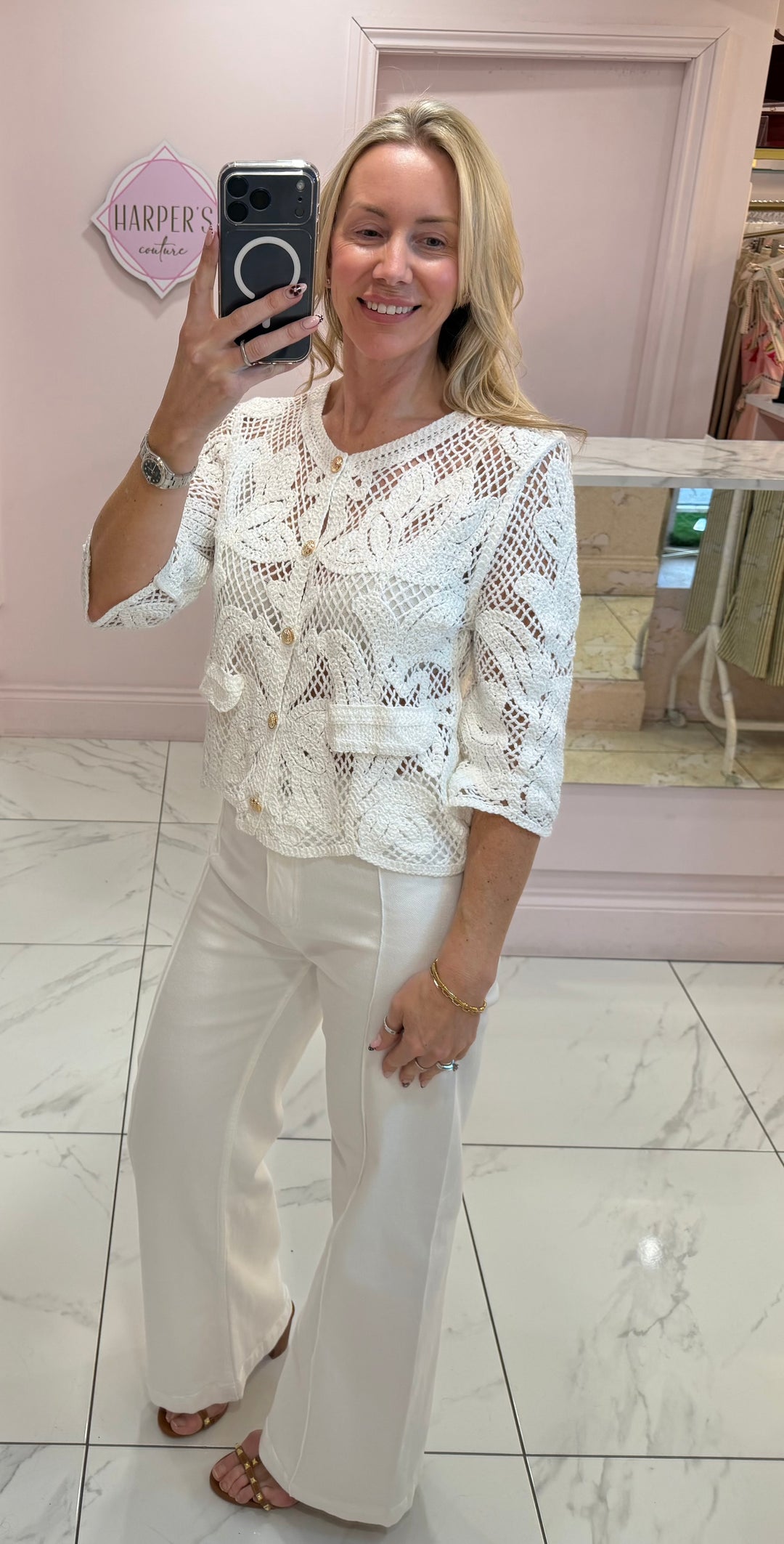 Chloe Crochet Detail Top/Cardigan