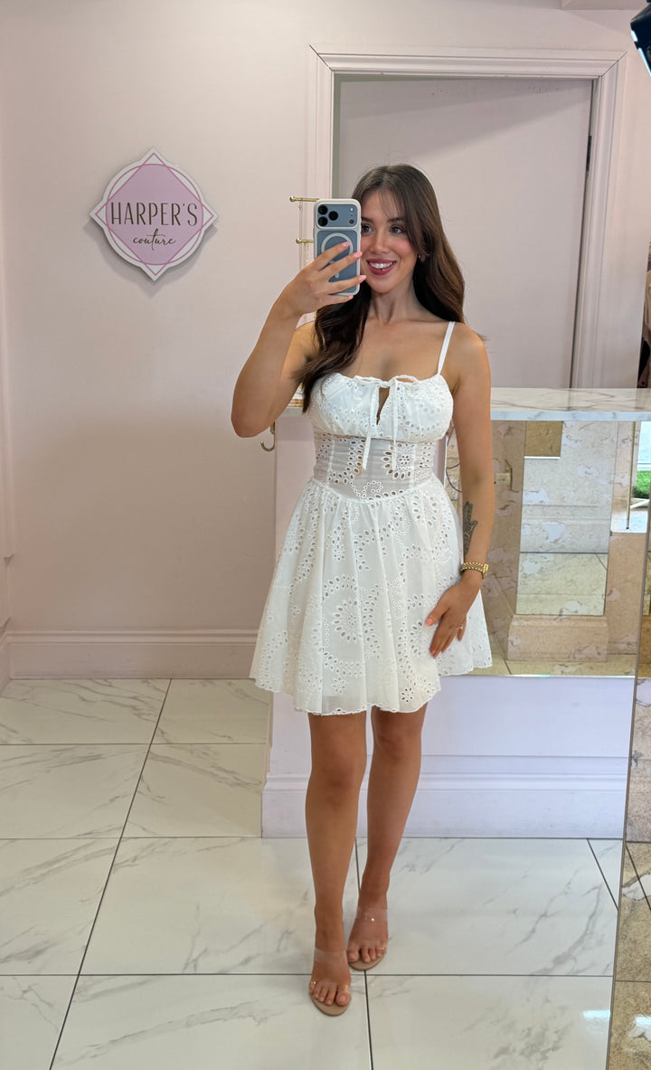 Drew White Broderie Anglais Dress