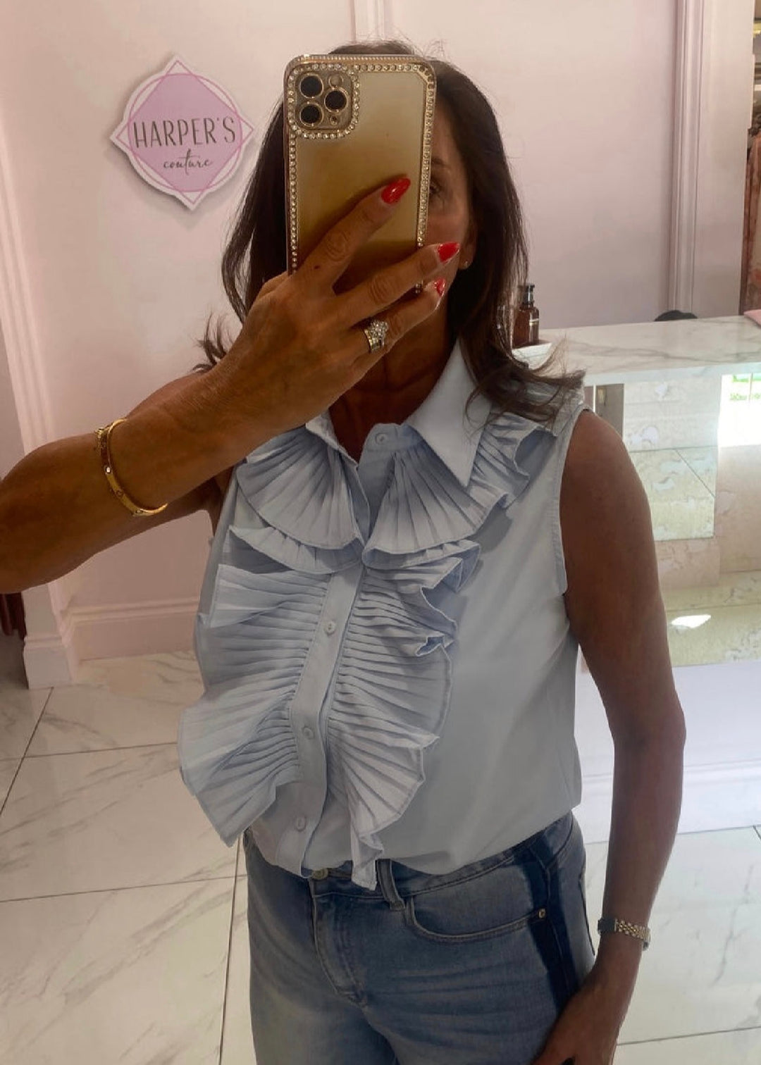 Tara Ruffle Sleeveless Blouse