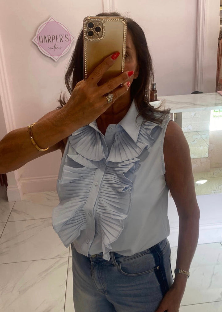 Tara Ruffle Sleeveless Blouse