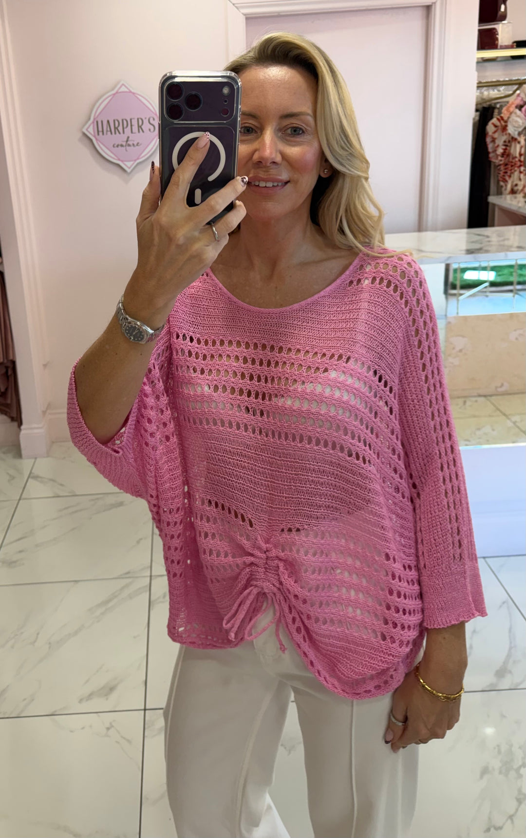 Dionne Crochet Detail Tie Top