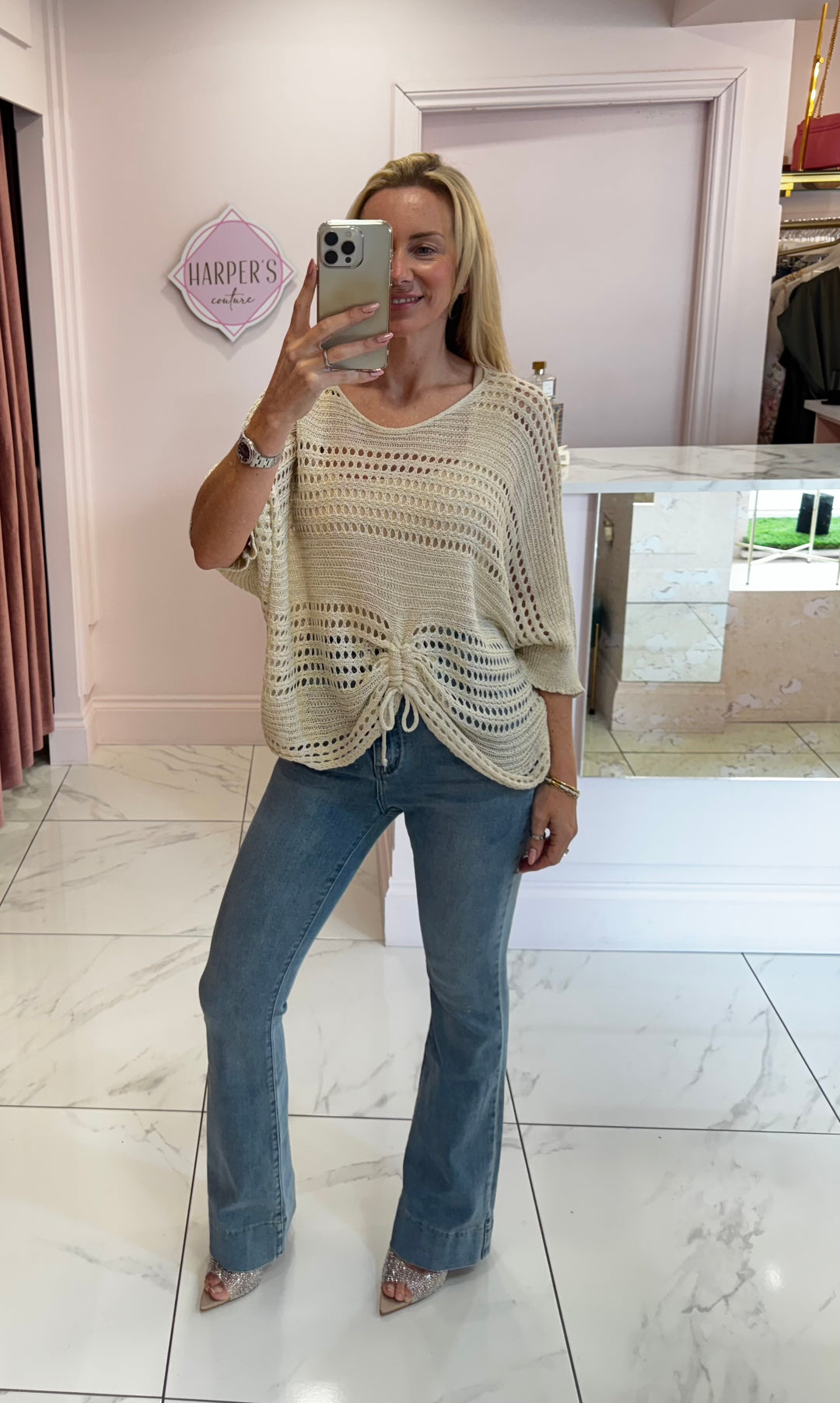 Dionne Crochet Detail Tie Top